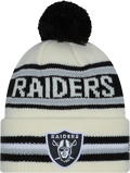 Las Vegas Raiders New Era Off White Knit Classic Cuffed Pom Knit product image 1, provided for visual reference and product