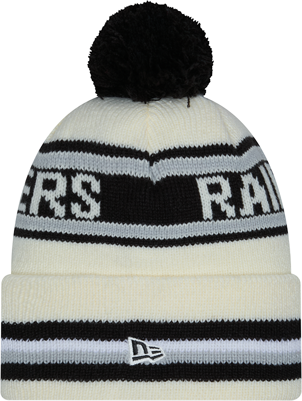 Las Vegas Raiders New Era Off White Knit Classic Cuffed Pom Knit product image 2, provided for visual reference and product