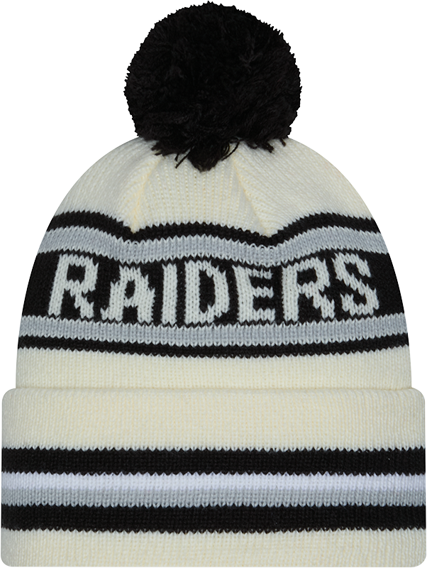 Las Vegas Raiders New Era Off White Knit Classic Cuffed Pom Knit product image 3, provided for visual reference and product