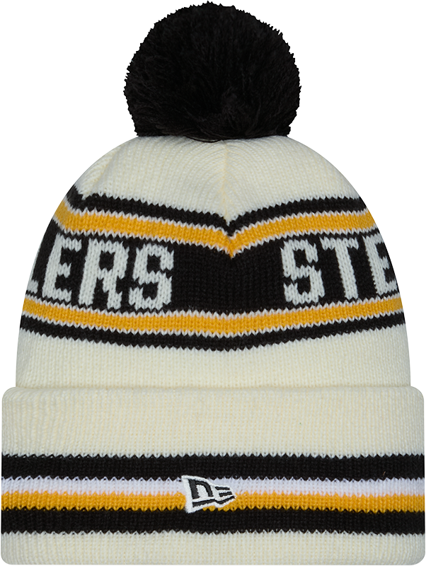 Pittsburgh Steelers New Era Off White Knit Classic Cuffed Pom Knit product image 2, provided for visual reference and