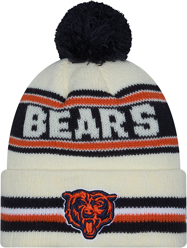 Chicago Bears New Era Off White Knit Classic Cuffed Pom Knit product image 1, provided for visual reference and product