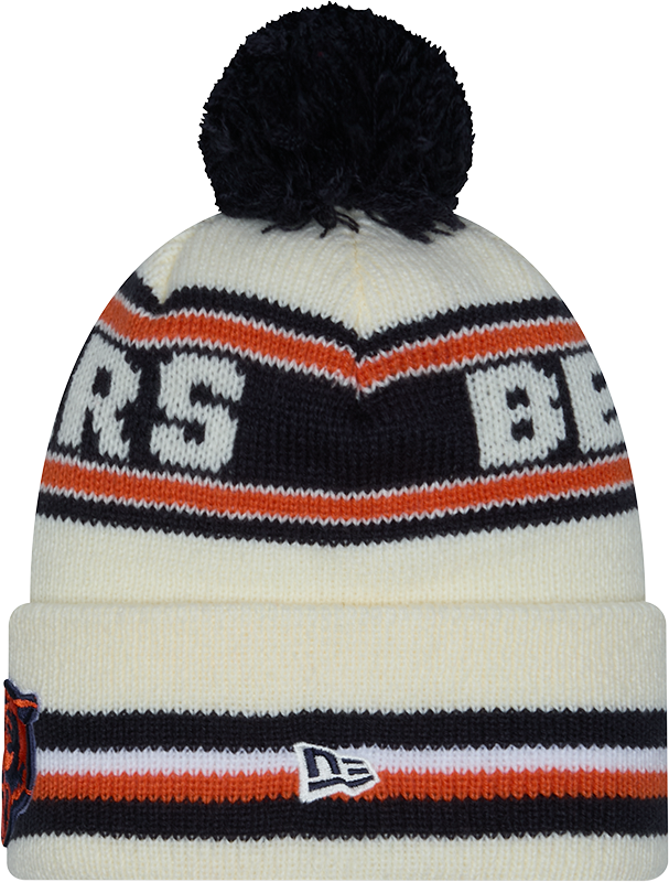 Chicago Bears New Era Off White Knit Classic Cuffed Pom Knit product image 2, provided for visual reference and product