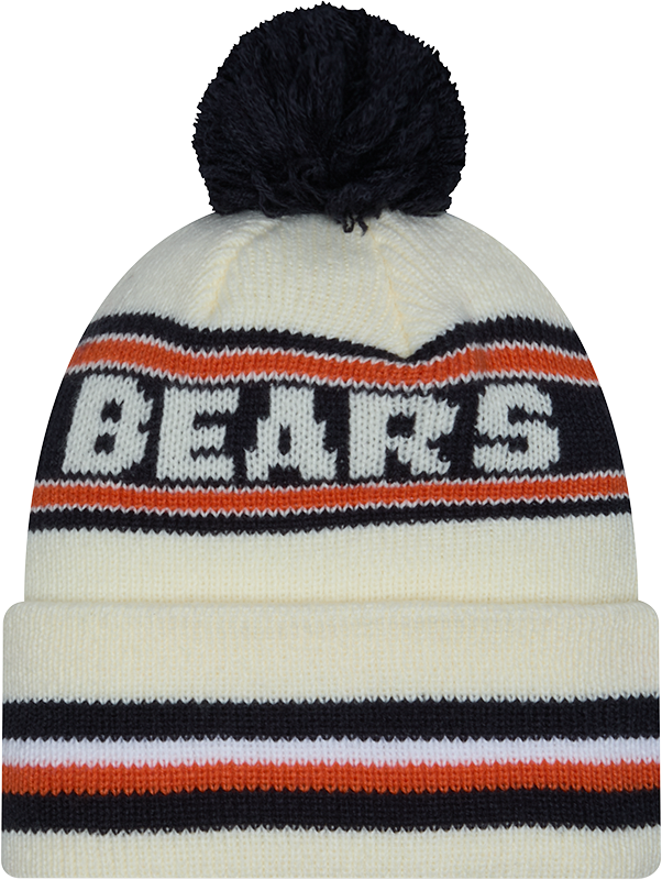 Chicago Bears New Era Off White Knit Classic Cuffed Pom Knit product image 3, provided for visual reference and product