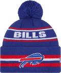 Buffalo Bills Blue New Era Knit Classic Cuffed Pom Knit product image 1, provided for visual reference and product detail
