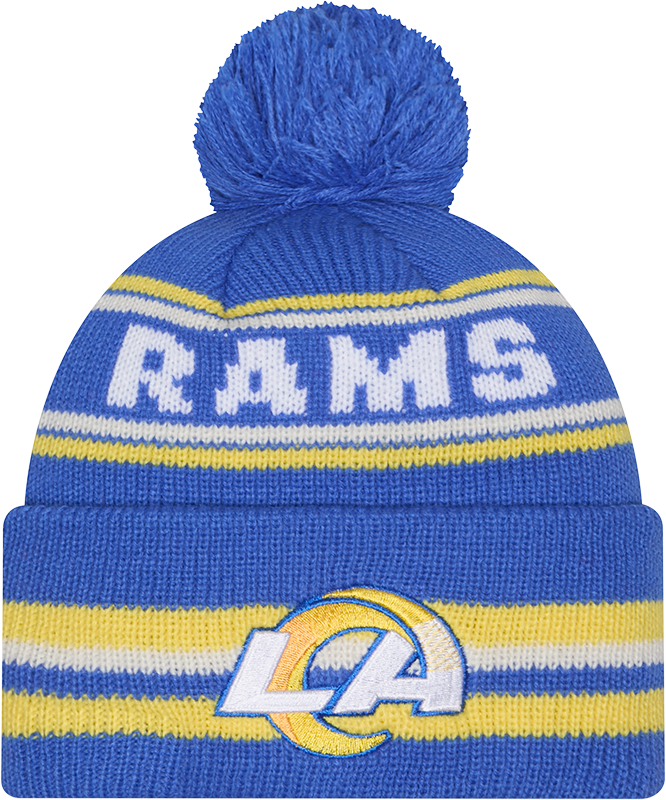 Los Angeles Rams New Era Knit Classic Cuffed Pom Knit product image 1, provided for visual reference and product detail