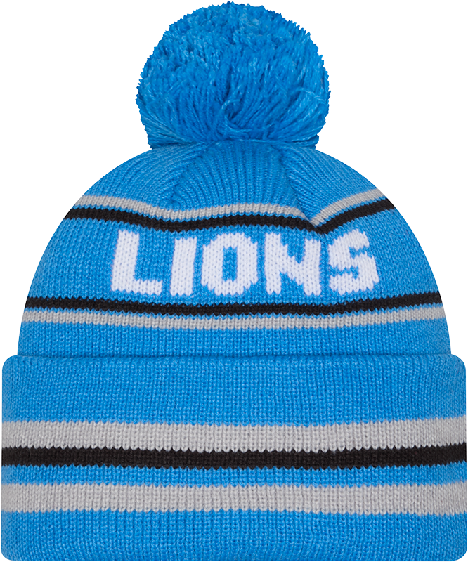 Detroit Lions Blue New Era Knit Classic Cuffed Pom Knit product image 2, provided for visual reference and product detail