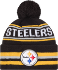 Pittsburgh Steelers Black New Era Knit Classic Cuffed Pom Knit product image 1, provided for visual reference and product
