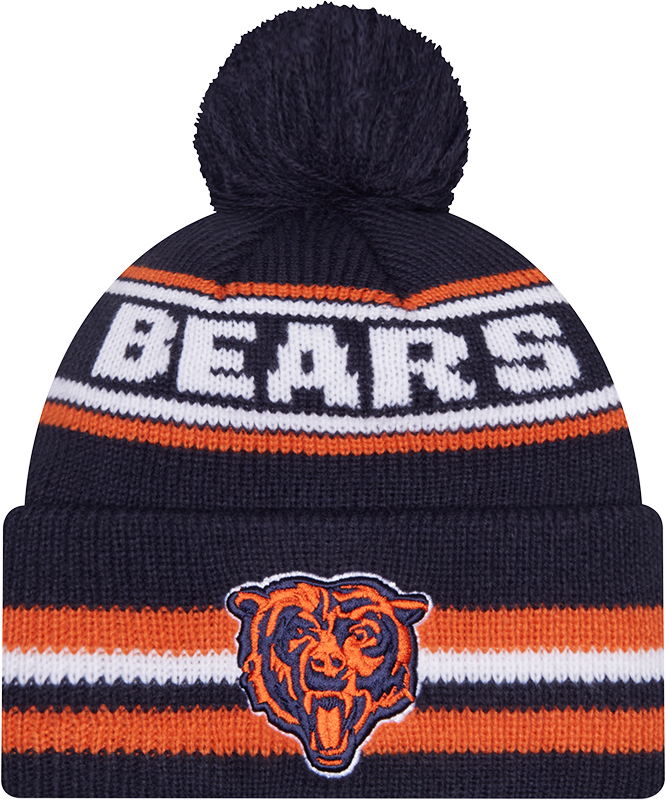 Chicago Bears Navy New Era Knit Classic Cuffed Pom Knit product image 1, provided for visual reference and product detail