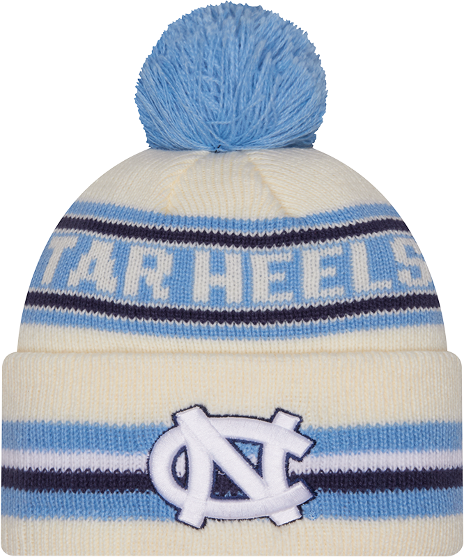 North Carolina Tar Heels New Era Knit Classic Cuffed Knit Hat with Pom -Cream product image 1, provided for visual reference