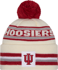 Indiana Hoosiers New Era Knit Classic Cuffed Knit Hat with Pom -Cream product image 1, provided for visual reference and