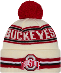 Ohio State Buckeyes New Era Knit Classic Cuffed Knit Hat with Pom -Cream product image 1, provided for visual reference and
