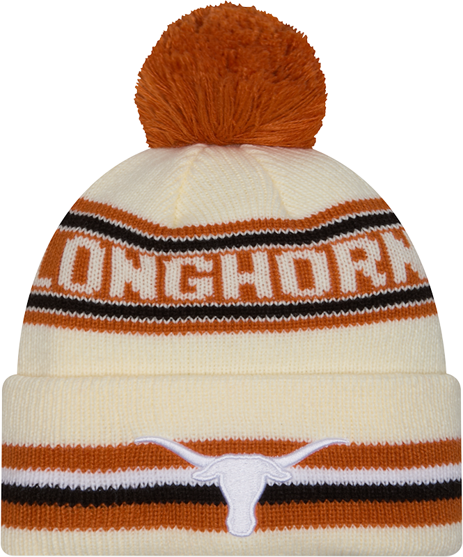 Texas Longhorns New Era Knit Classic Cuffed Knit Hat with Pom -Cream product image 1, provided for visual reference and