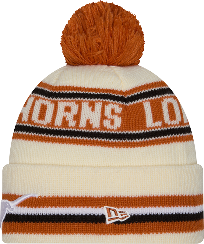 Texas Longhorns New Era Knit Classic Cuffed Knit Hat with Pom -Cream product image 2, provided for visual reference and