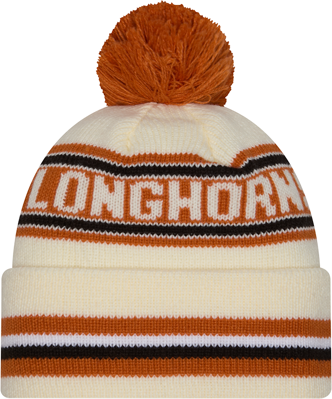 Texas Longhorns New Era Knit Classic Cuffed Knit Hat with Pom -Cream product image 3, provided for visual reference and