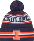 Illinois Fighting Ilinni New Era Knit Classic Cuffed Knit Hat with Pom -Navy product image 1, provided for visual reference