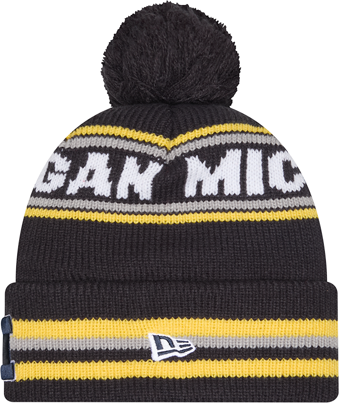 Michigan Wolverines New Era Knit Classic Cuffed Knit Hat with Pom -Navy product image 2, provided for visual reference and