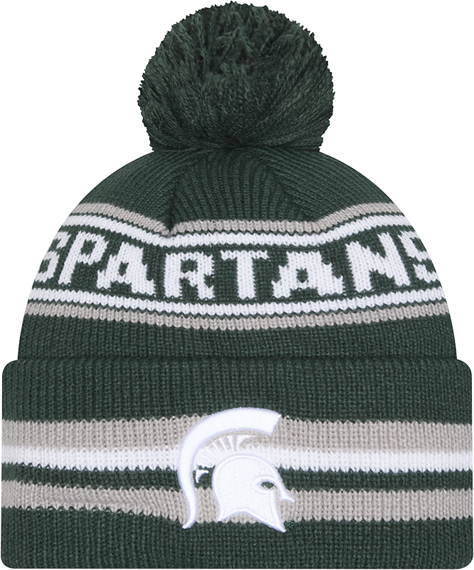 Michigan State Spartans New Era Knit Classic Cuffed Knit Hat with Pom -Green product image 1, provided for visual reference