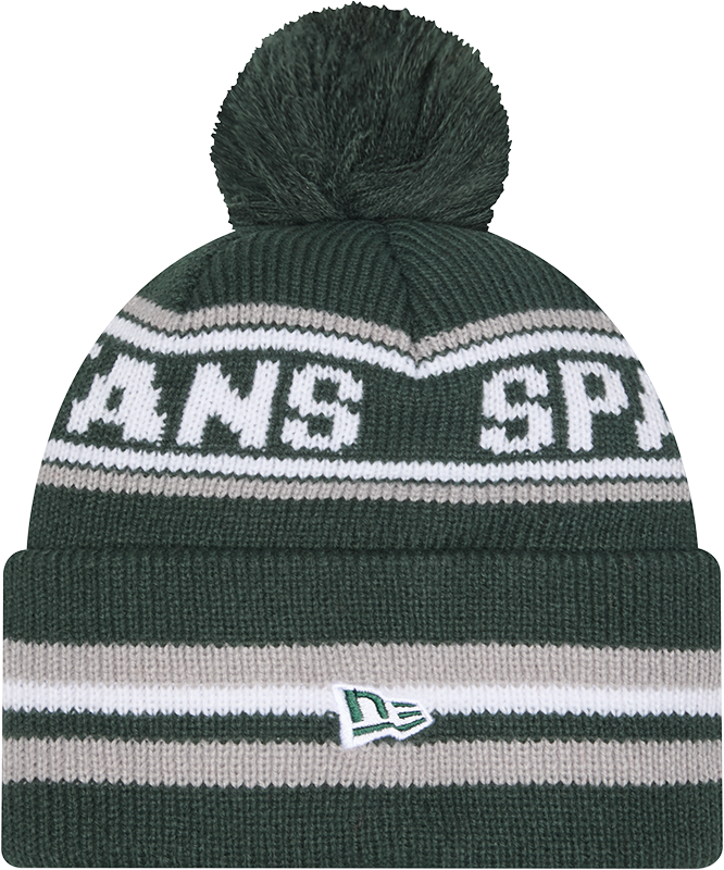 Michigan State Spartans New Era Knit Classic Cuffed Knit Hat with Pom -Green product image 2, provided for visual reference