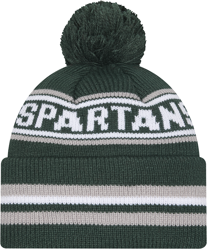 Michigan State Spartans New Era Knit Classic Cuffed Knit Hat with Pom -Green product image 3, provided for visual reference