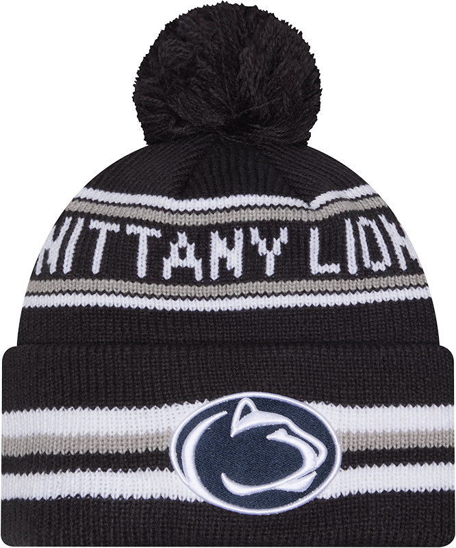Penn State Nittany Lions New Era Knit Classic Cuffed Knit Hat with Pom -Navy product image 1, provided for visual reference