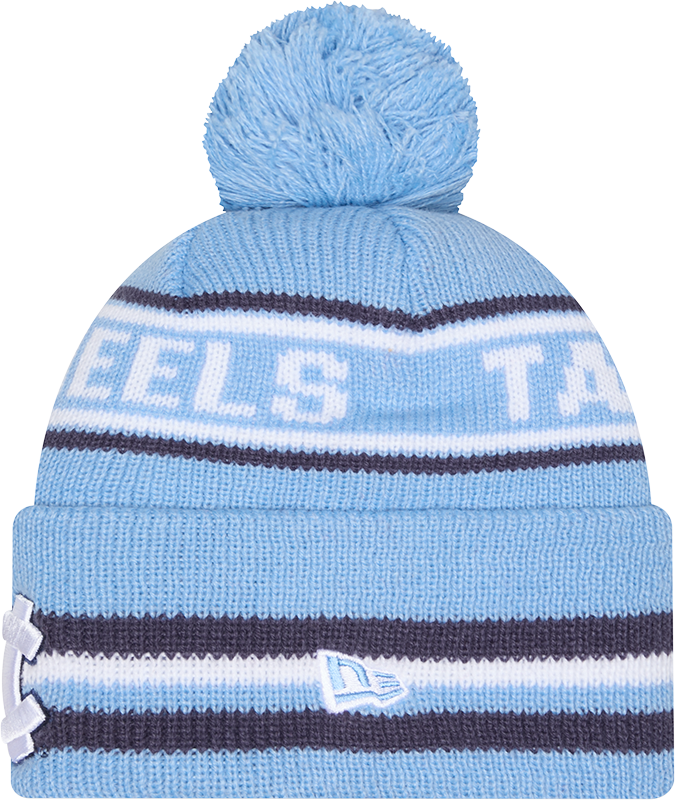 North Carolina Tar Heels New Era Classic Cuffed Knit Hat with Pom -Carolina Blue product image 3, provided for visual