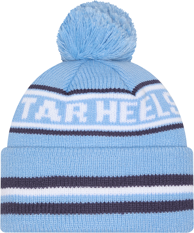 North Carolina Tar Heels New Era Classic Cuffed Knit Hat with Pom -Carolina Blue product image 2, provided for visual