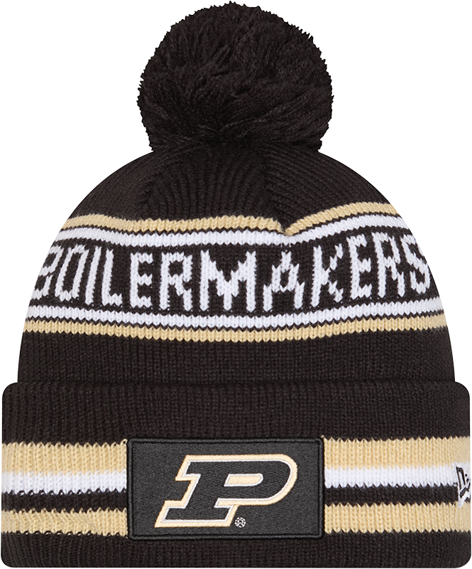 Purdue Boilermakers New Era Knit Classic Cuffed Knit Hat with Pom -Black product image 1, provided for visual reference and