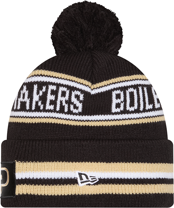 Purdue Boilermakers New Era Knit Classic Cuffed Knit Hat with Pom -Black product image 2, provided for visual reference and