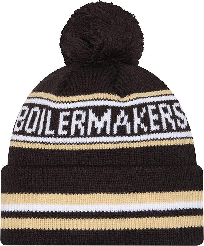 Purdue Boilermakers New Era Knit Classic Cuffed Knit Hat with Pom -Black product image 3, provided for visual reference and