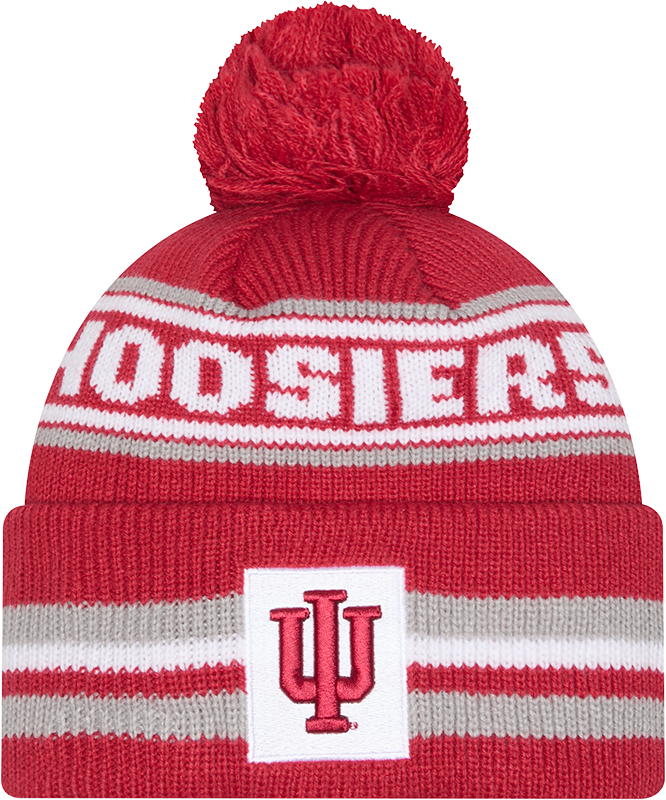 Indiana Hoosiers New Era Knit Classic Cuffed Knit Hat with Pom -Crimson product image 1, provided for visual reference and
