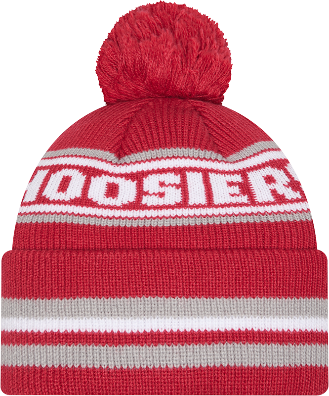 Indiana Hoosiers New Era Knit Classic Cuffed Knit Hat with Pom -Crimson product image 3, provided for visual reference and