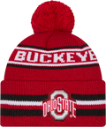 Ohio State Buckeyes New Era Knit Classic Cuffed Knit Hat with Pom -Red product image 1, provided for visual reference and