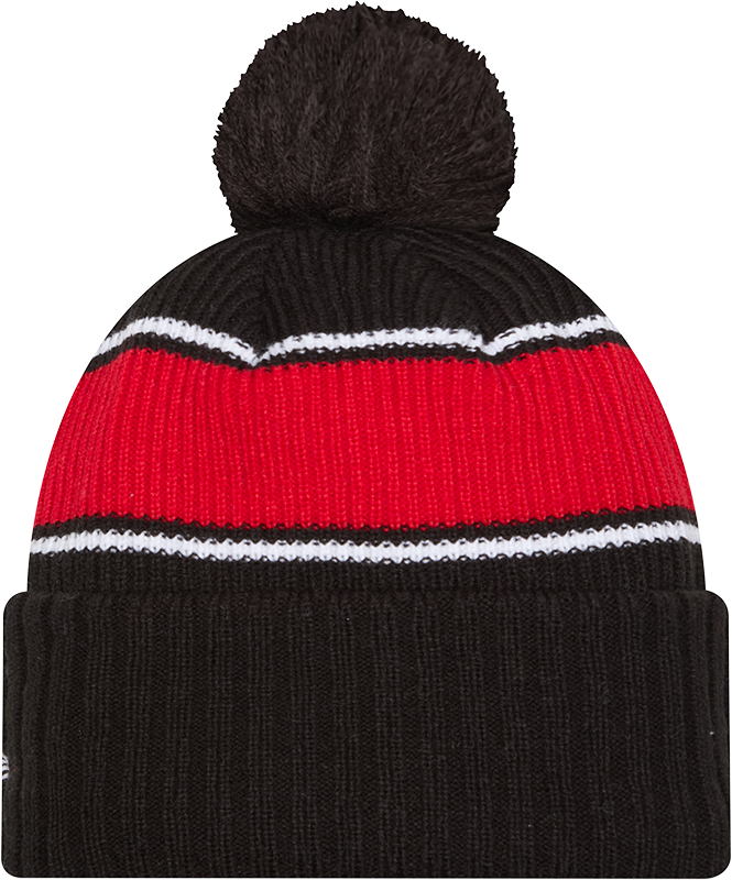 Chicago Blackhawks New Era Bold Knit Cuffed Knit Hat with Pom -Black product image 3, provided for visual reference and