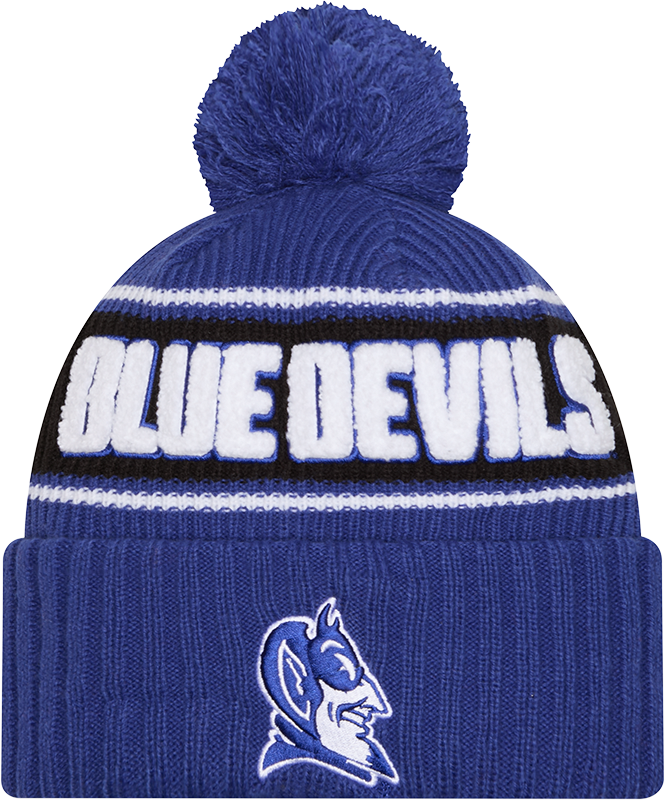 Duke Blue Devils New Era Bold Knit Cuffed Knit Hat with Pom - Royal product image 1, provided for visual reference and