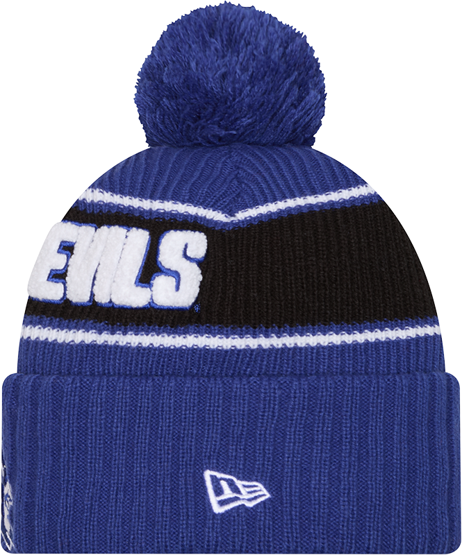 Duke Blue Devils New Era Bold Knit Cuffed Knit Hat with Pom - Royal product image 2, provided for visual reference and