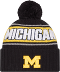 Michigan Wolverines New Era Bold Knit Cuffed Knit Hat with Pom - Navy product image 1, provided for visual reference and