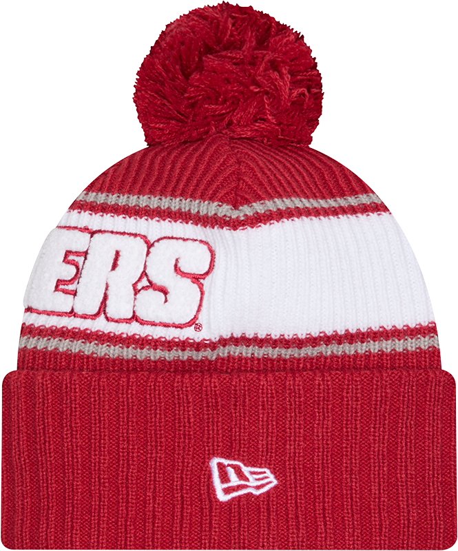 Indiana Hoosiers New Era Bold Knit Cuffed Knit Hat with Pom -Crimson product image 2, provided for visual reference and