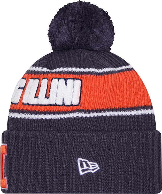 Illinois Fighting Illini New Era Bold Knit Cuffed Knit Hat with Pom - Navy product image 2, provided for visual reference