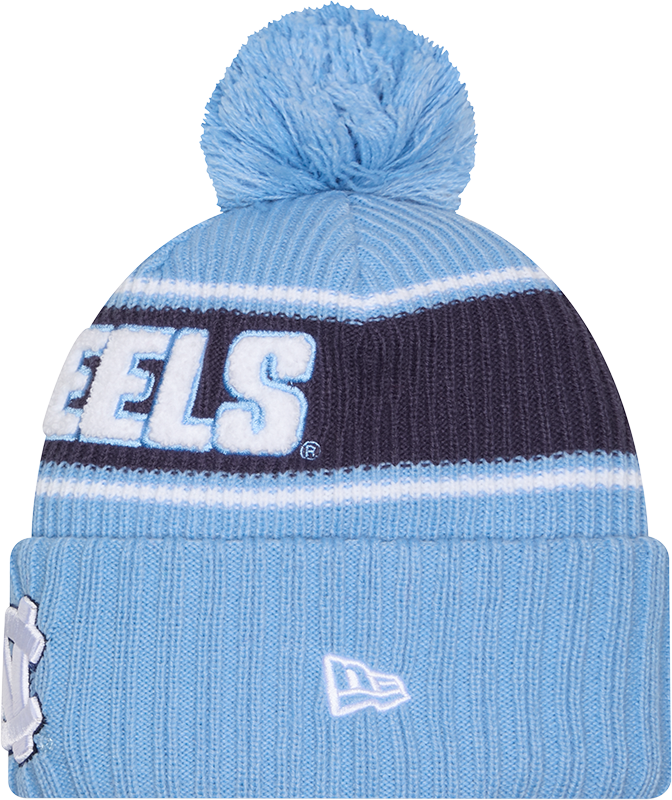 North Carolina Tar Heels New Era Bold Knit Cuffed Knit Hat with Pom - Carolina Blue product image 2, provided for visual