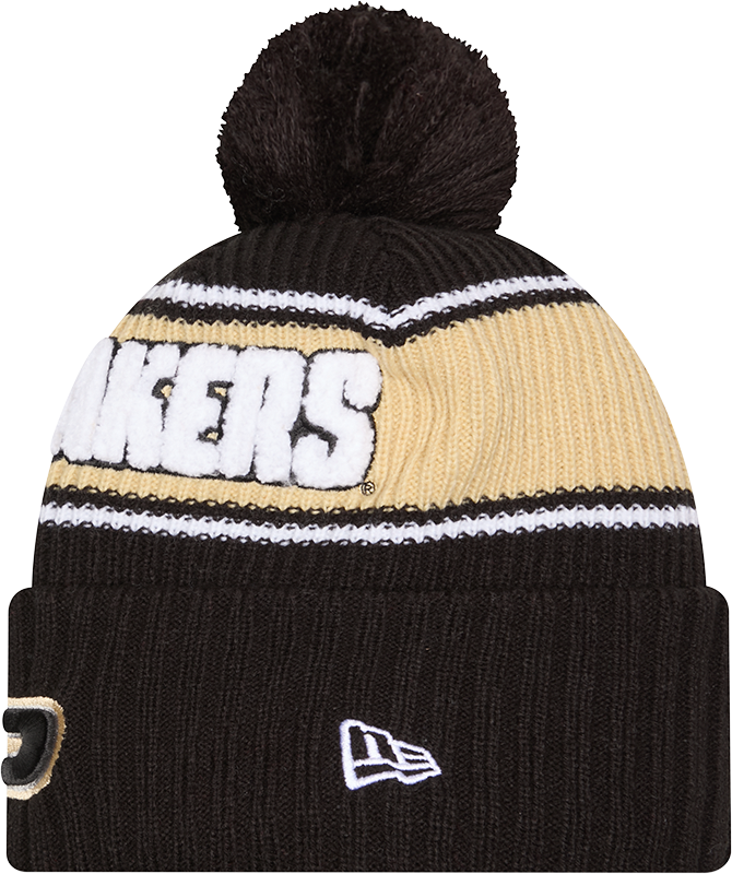 Purdue Boilermakers New Era Bold Knit Cuffed Knit Hat with Pom -Black product image 2, provided for visual reference and