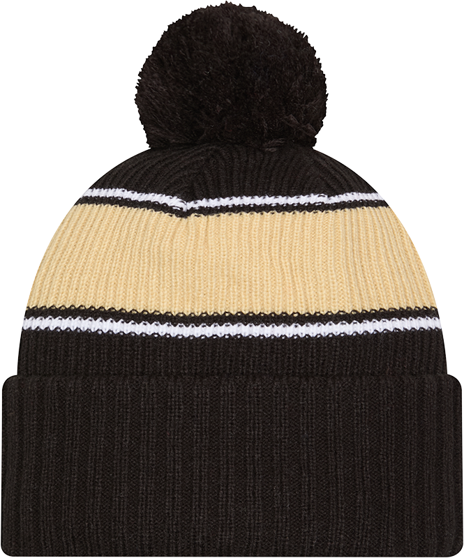 Purdue Boilermakers New Era Bold Knit Cuffed Knit Hat with Pom -Black product image 3, provided for visual reference and
