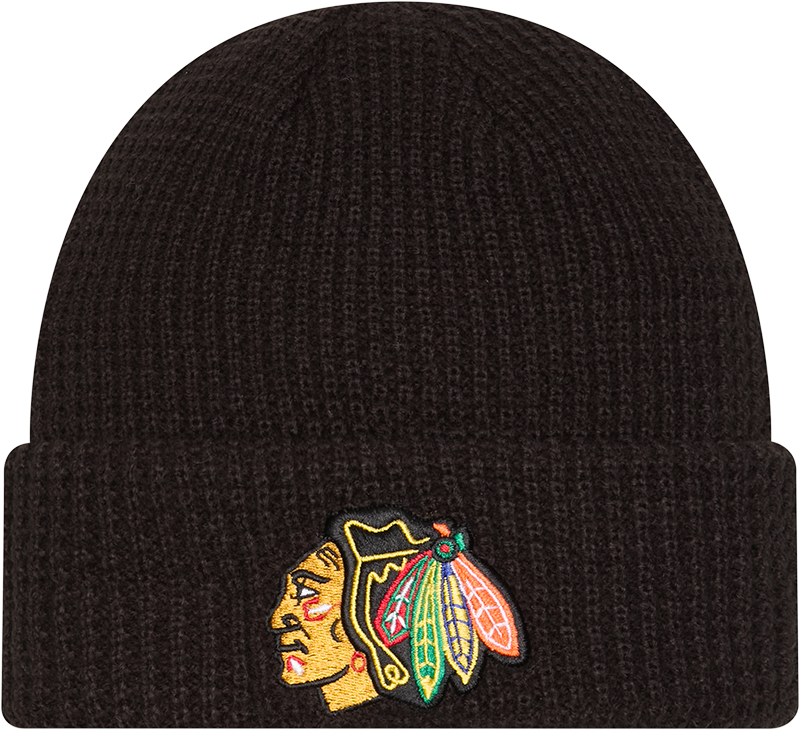 Chicago Blackhawks Black New Era Cuffed Waffle Knit product image 1, provided for visual reference and product detail review