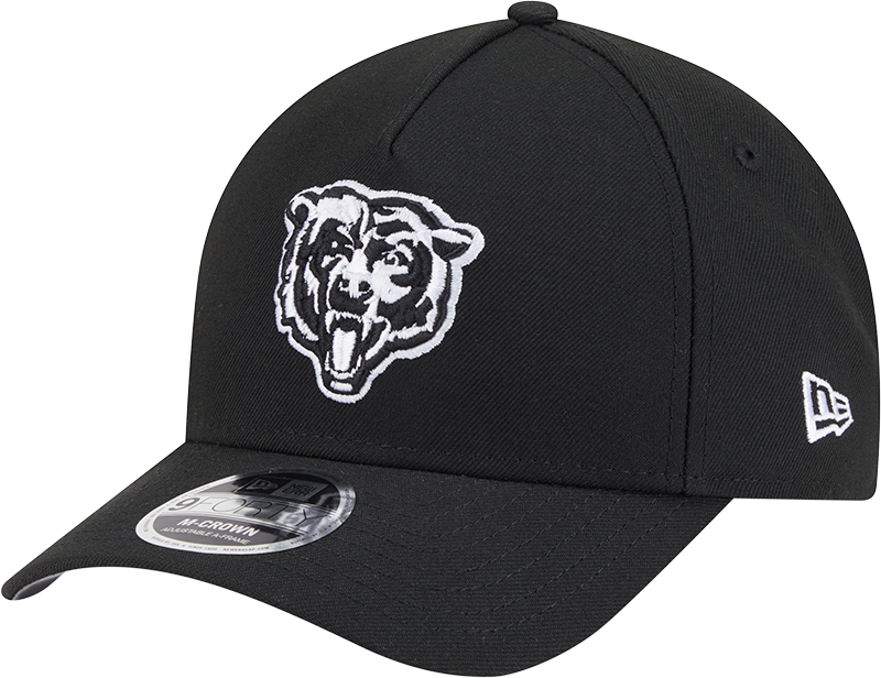 Chicago Bears New Era Black & White Primary 9FORTY A-Frame M-Crown Adjustable Hat product image 1, provided for visual