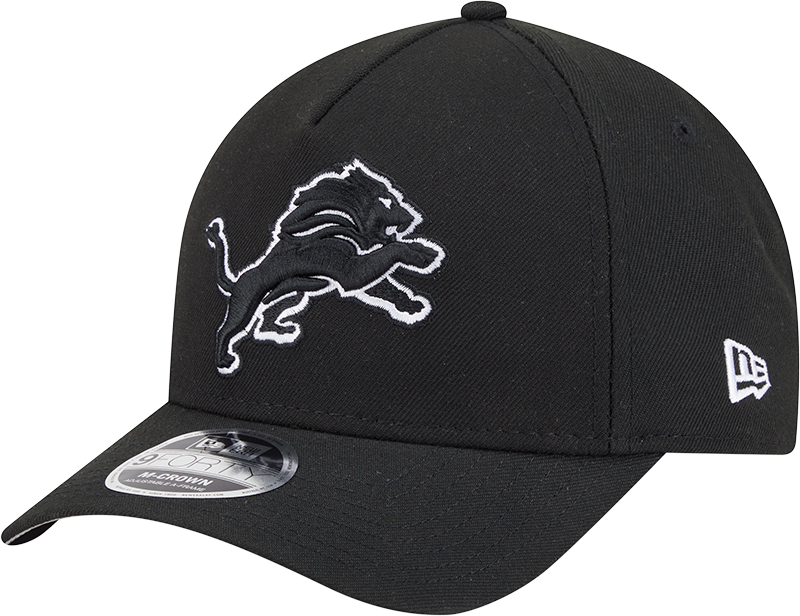 Detroit Lions New Era Black & White Primary 9FORTY A-Frame M-Crown Adjustable Hat product image 1, provided for visual