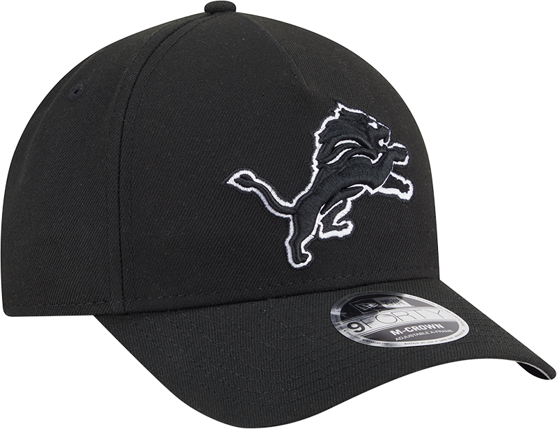 Detroit Lions New Era Black & White Primary 9FORTY A-Frame M-Crown Adjustable Hat product image 3, provided for visual