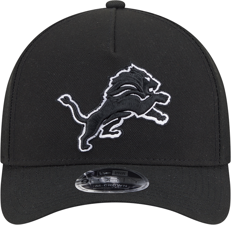 Detroit Lions New Era Black & White Primary 9FORTY A-Frame M-Crown Adjustable Hat product image 2, provided for visual