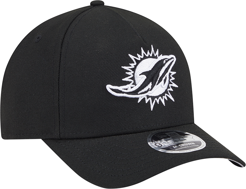 Miami Dolphins New Era Black & White Primary 9FORTY A-Frame M-Crown Adjustable Hat product image 3, provided for visual