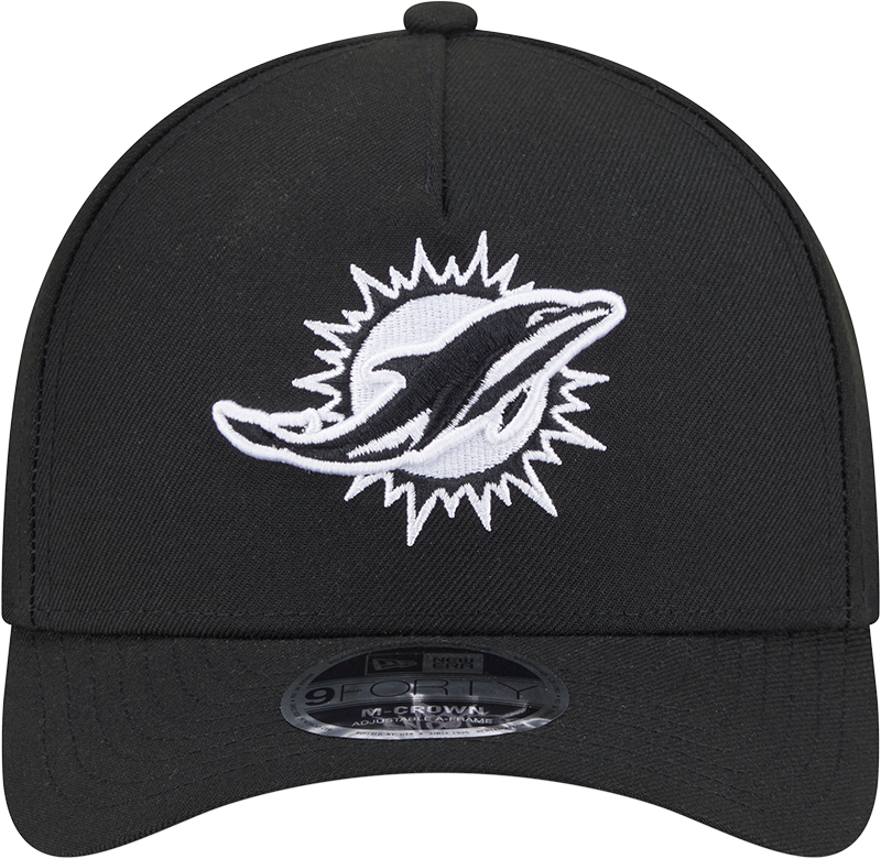 Miami Dolphins New Era Black & White Primary 9FORTY A-Frame M-Crown Adjustable Hat product image 2, provided for visual