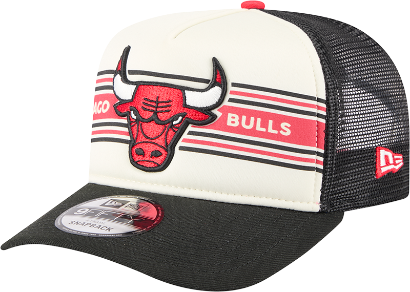 Chicago Bulls New Era Banner A-Frame Trucker 9FIFTY Snapback Hat product image 1, provided for visual reference and product
