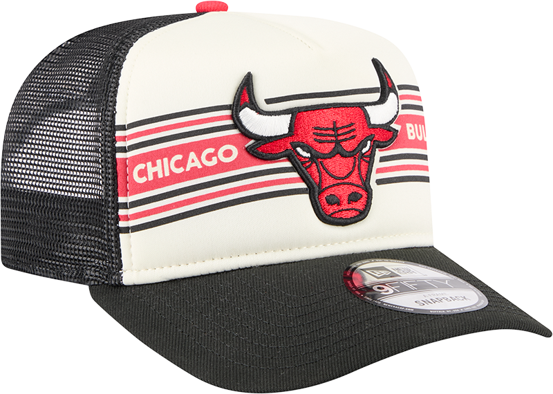 Chicago Bulls New Era Banner A-Frame Trucker 9FIFTY Snapback Hat product image 3, provided for visual reference and product